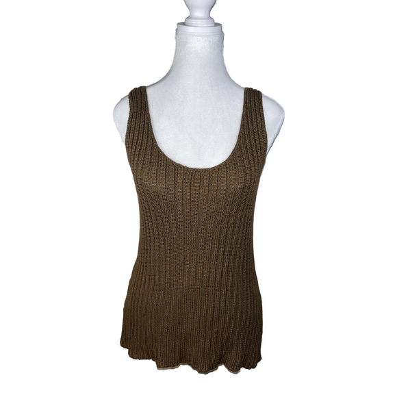 Lauren Ralph Lauren Tops - Lauren Ralph Lauren Knit Tank Top Brown Women’s Size Petite Medium Side Slits